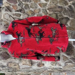 Ladies fleece jacket red,sm. Excellent used condition. Hardly worn.Pretty& Warm.